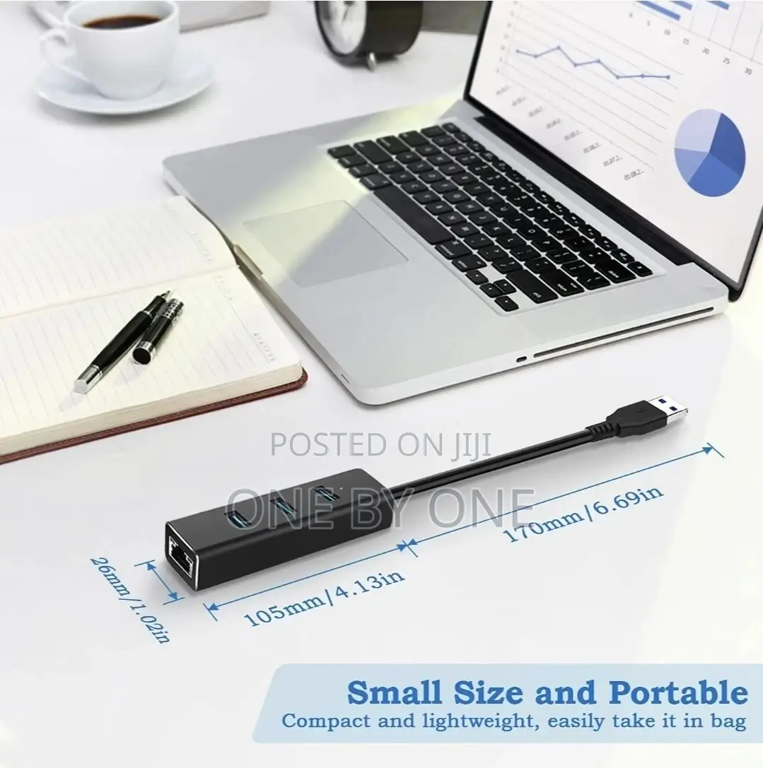 USB Hub 3.0 With 3 Ports, RJ45 Gigabit Ethernet Adapter