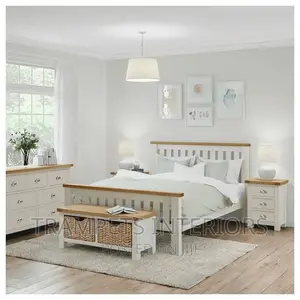 Wooden Bed With Bedside Drawers