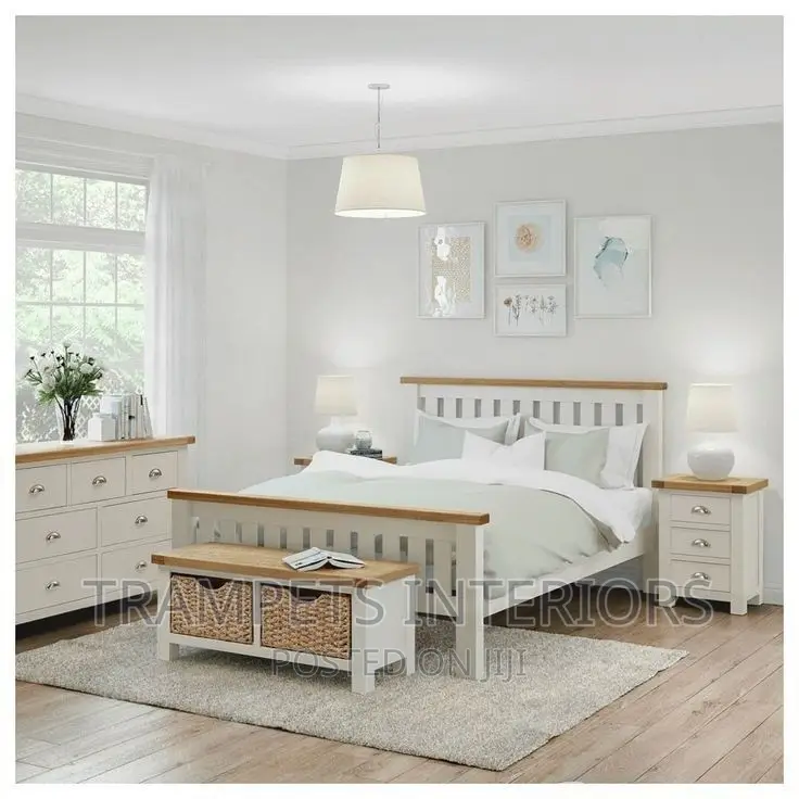 Wooden Bed With Bedside Drawers