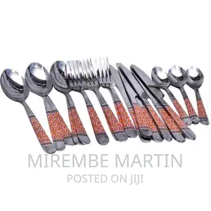 24pcs Red Flower Cutlery