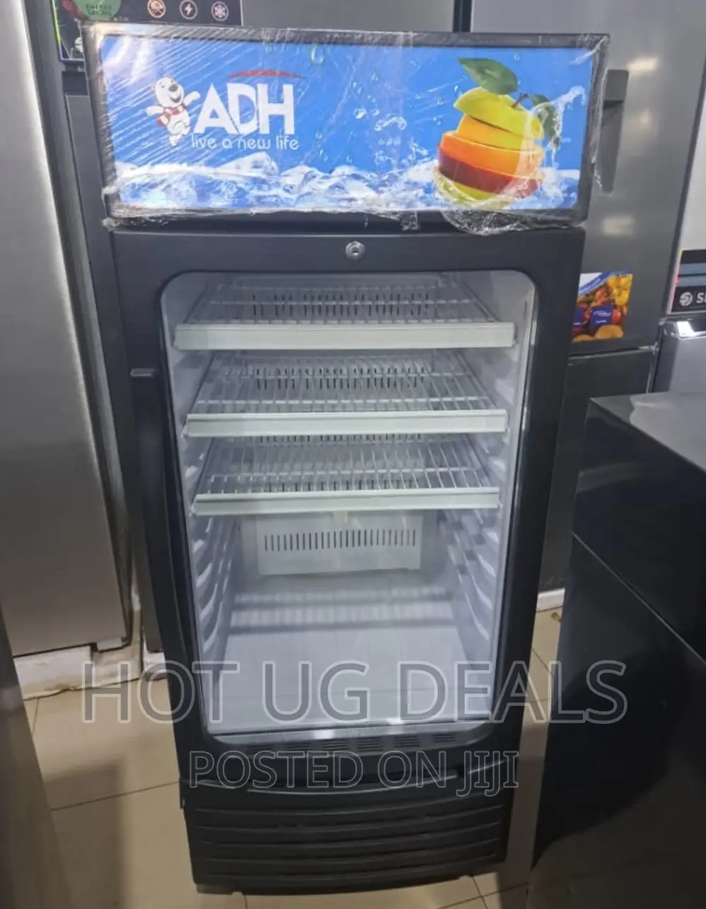 Adh 185l Beverage Cooler Chiller Showcase Fridge _ Black