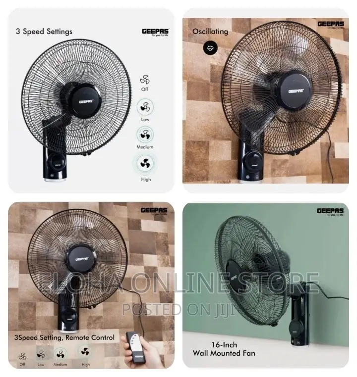 Geepas 16 Inch Wall Mounted Fan With Remote