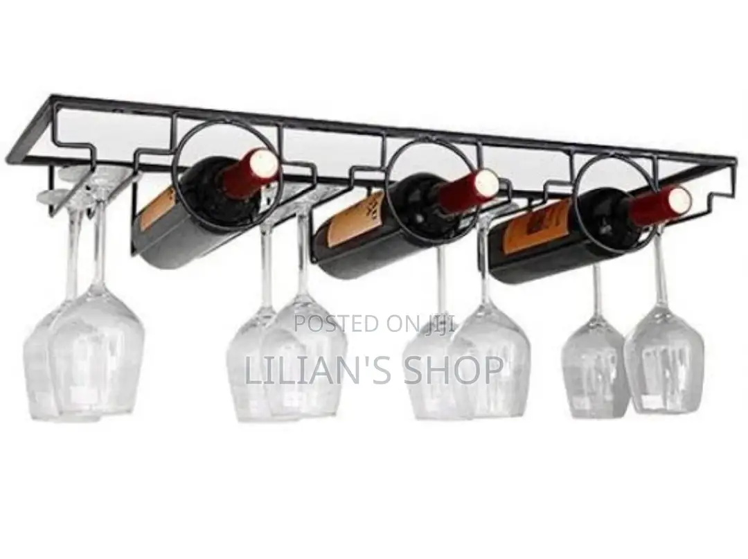 3 Bottle Wall Mounted Wine Bottle and Glass Rack