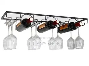 3 Bottle Wall Mounted Wine Bottle and Glass Rack