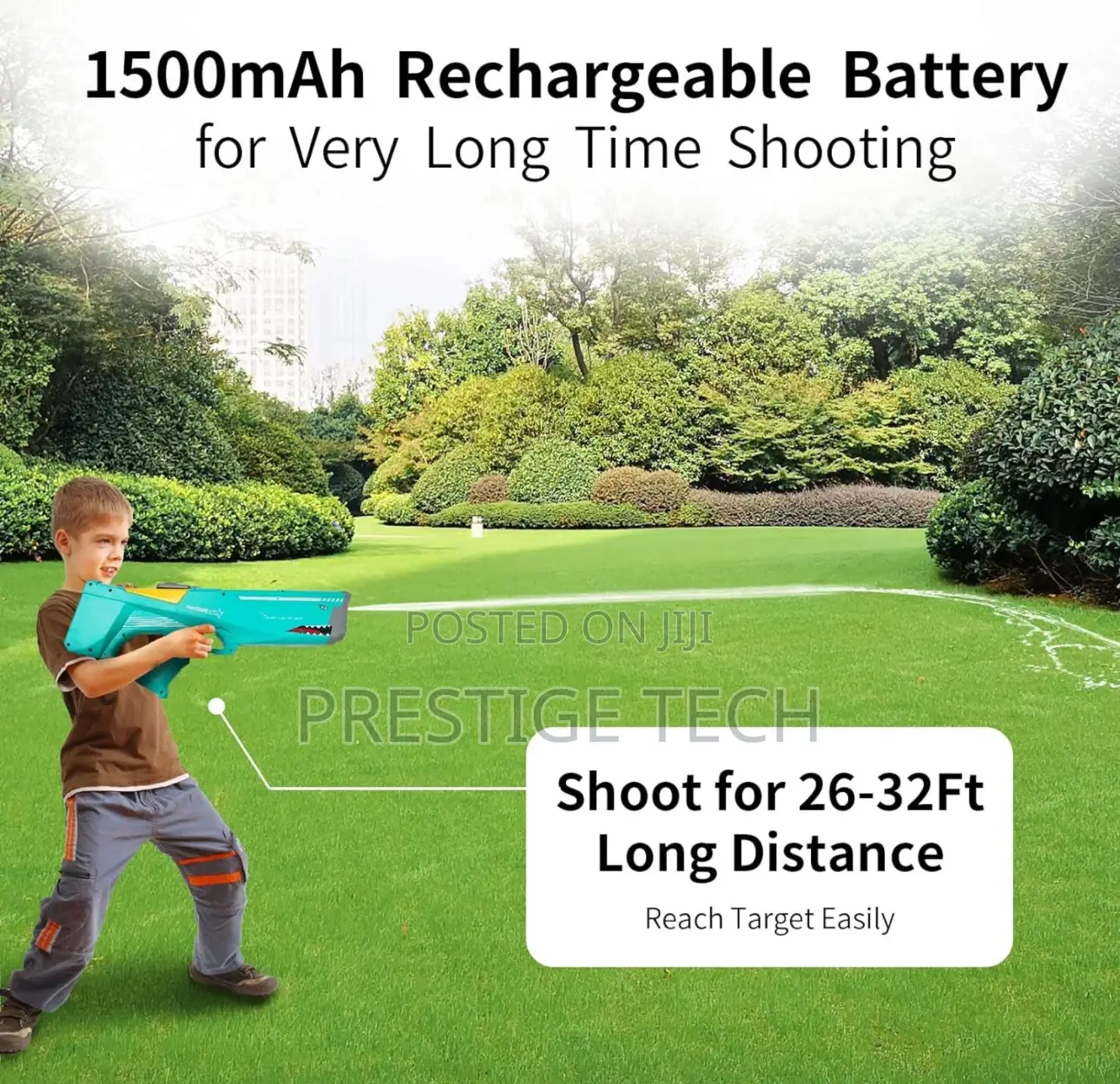 Kids Electric Water Gun (Shark Water Blaster Toy 32ft Spray)