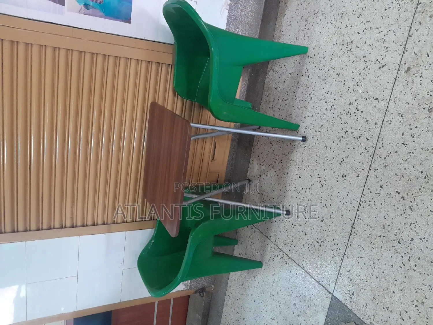 Green Plastic Chair With Table