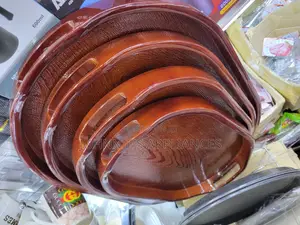 Oval Coffee Brown Bambo Tray Aset 4pics