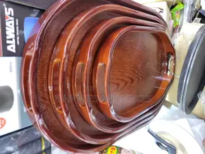 Oval Coffee Brown Bambo Tray Aset 4pics