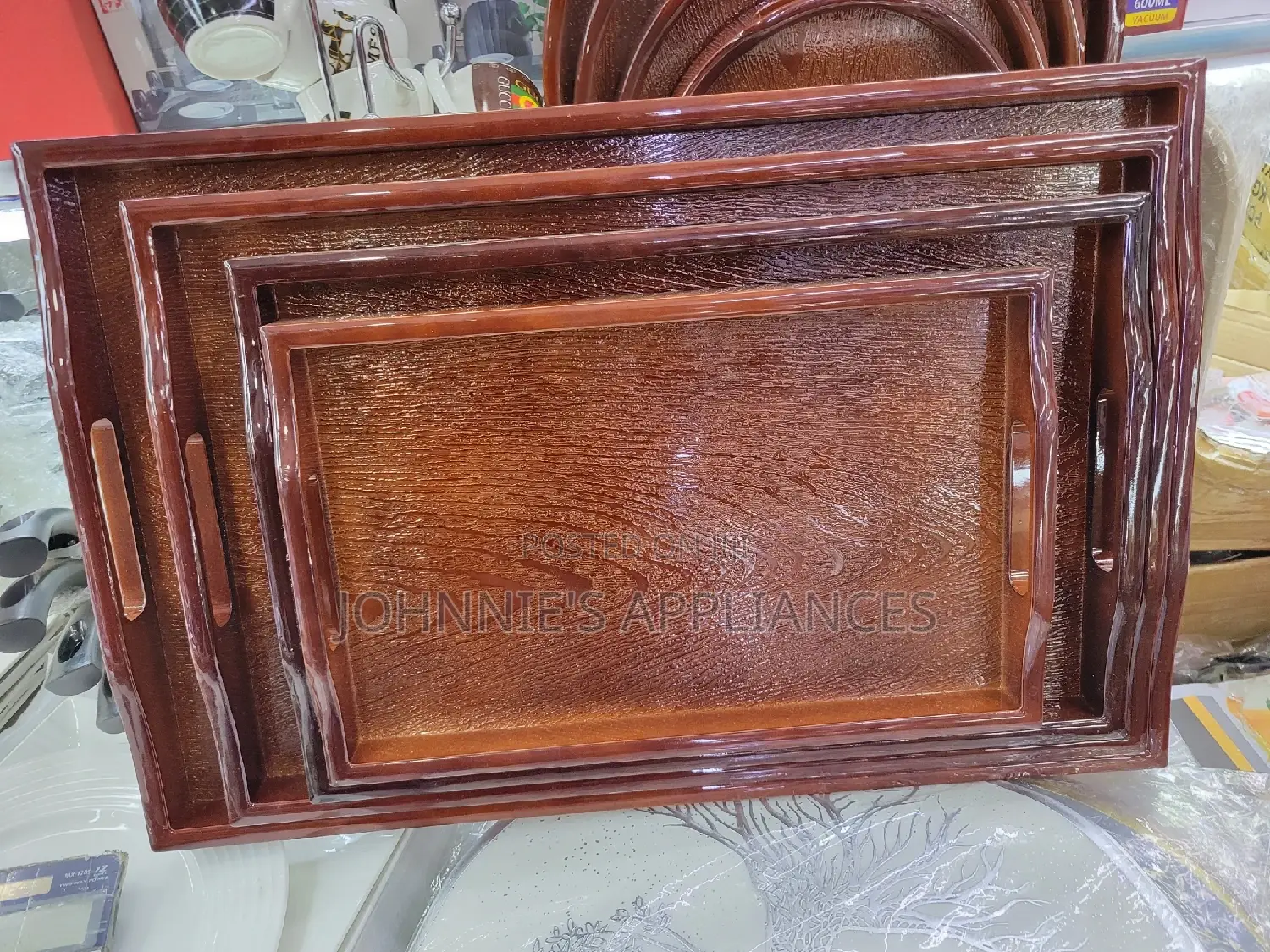 Square Coffee Brown Bambo Trays 4pics Aset
