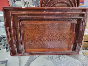 Square Coffee Brown Bambo Trays 4pics Aset