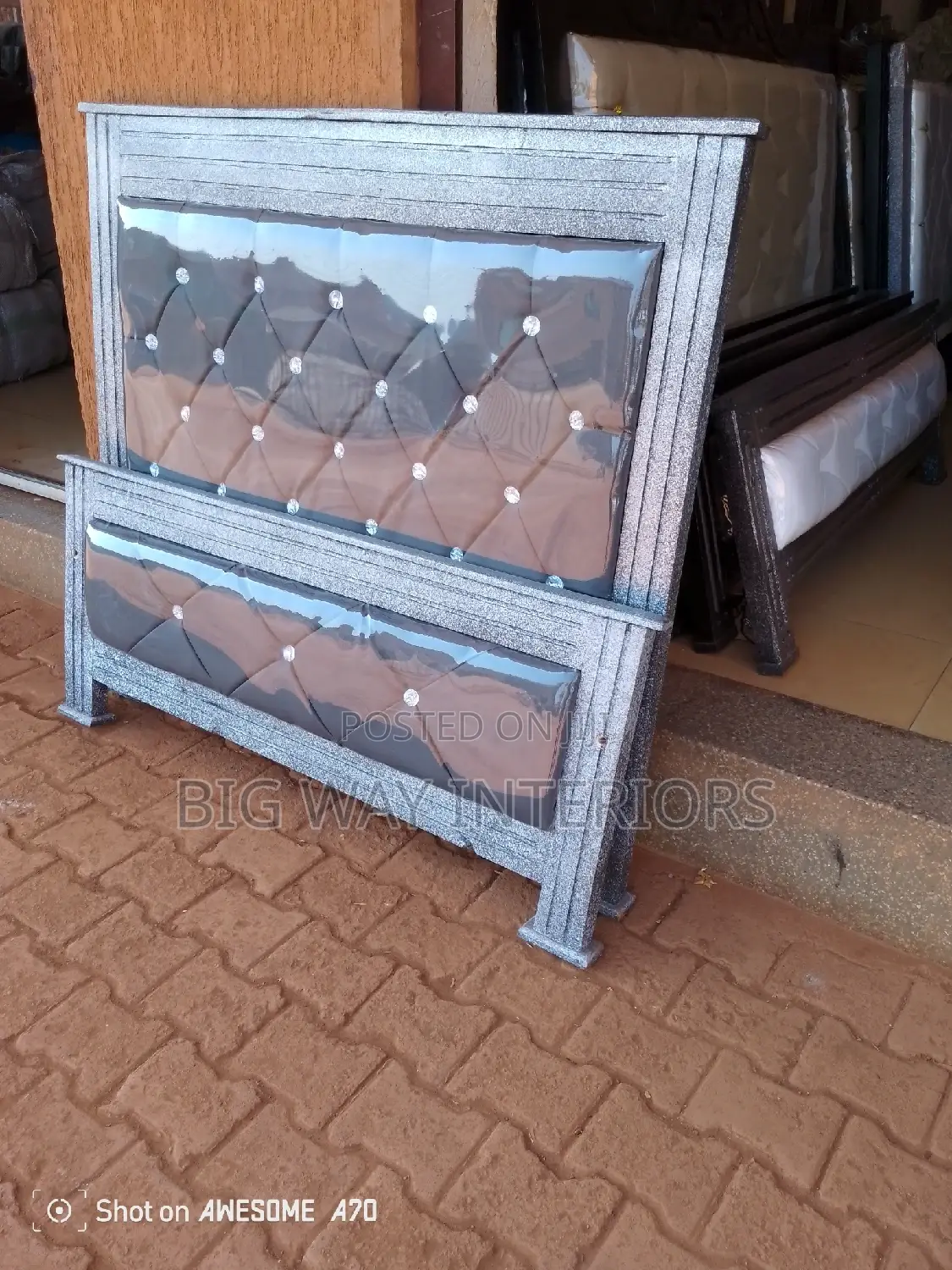 4by6 Gray Leather Bed H2