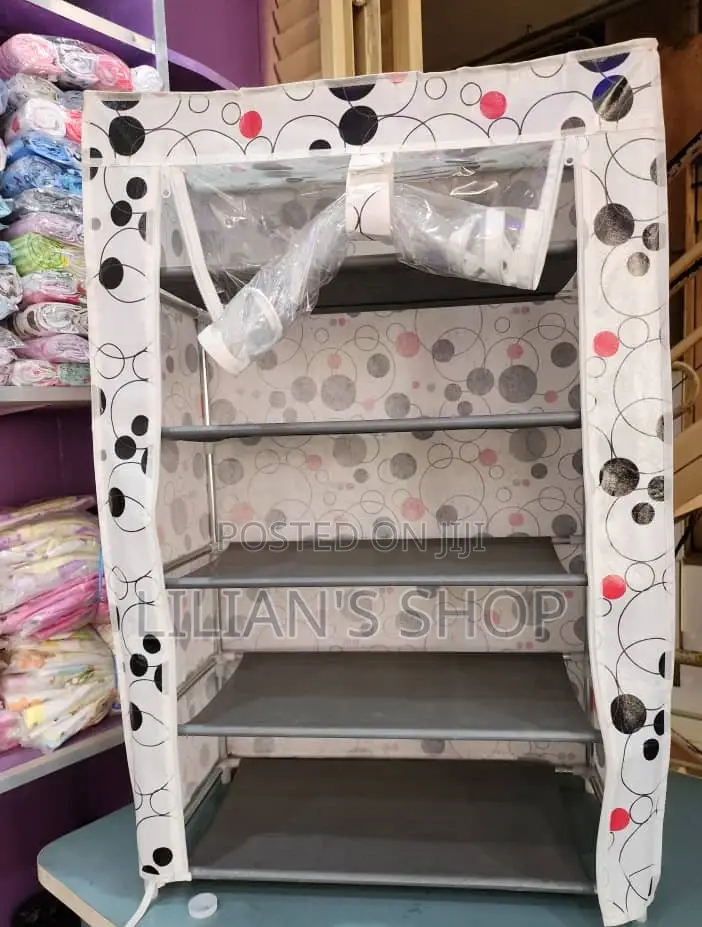 5 Layer Single Door Portable Shoe Rack With Cover