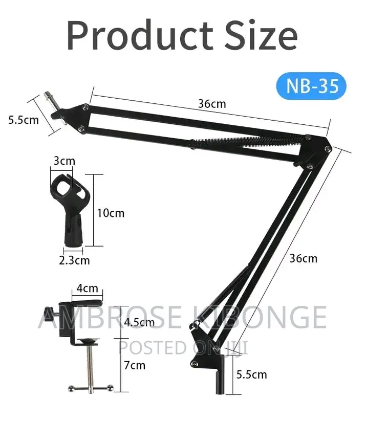 Adjustable Metallic Professional Recording Microphone Stand.