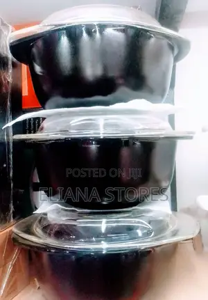 3pcs Black Ceramic Serving Dish