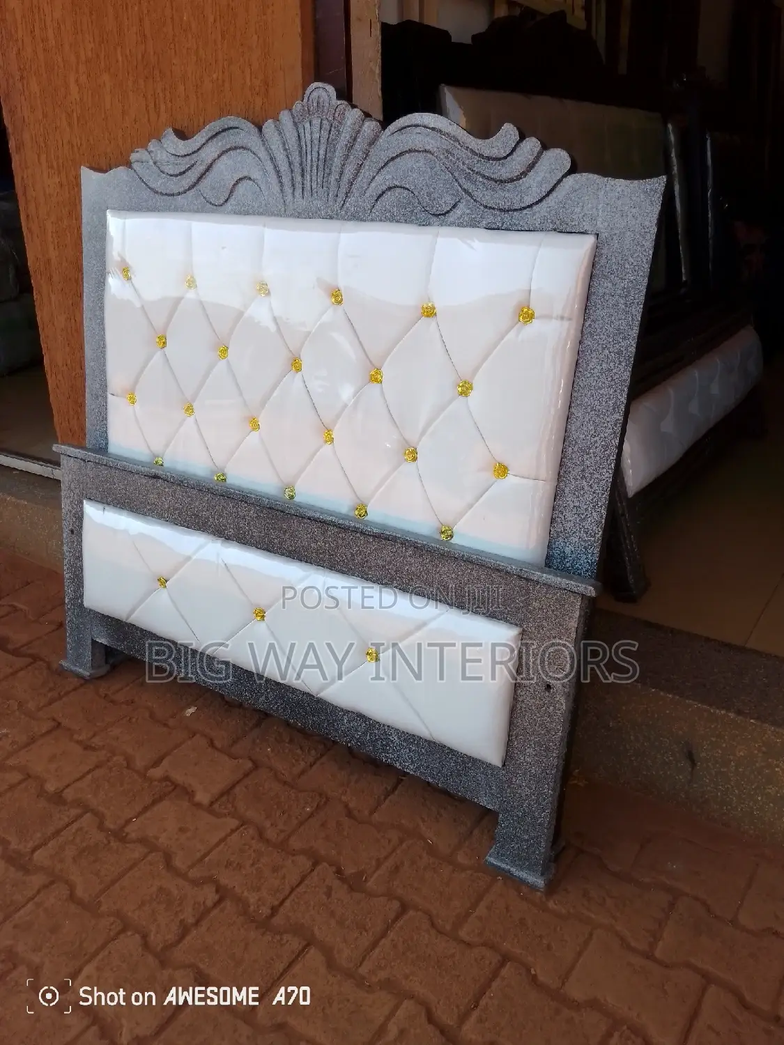 4 by 6 White Leather Bed on Sale