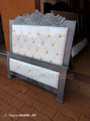 4 by 6 White Leather Bed on Sale