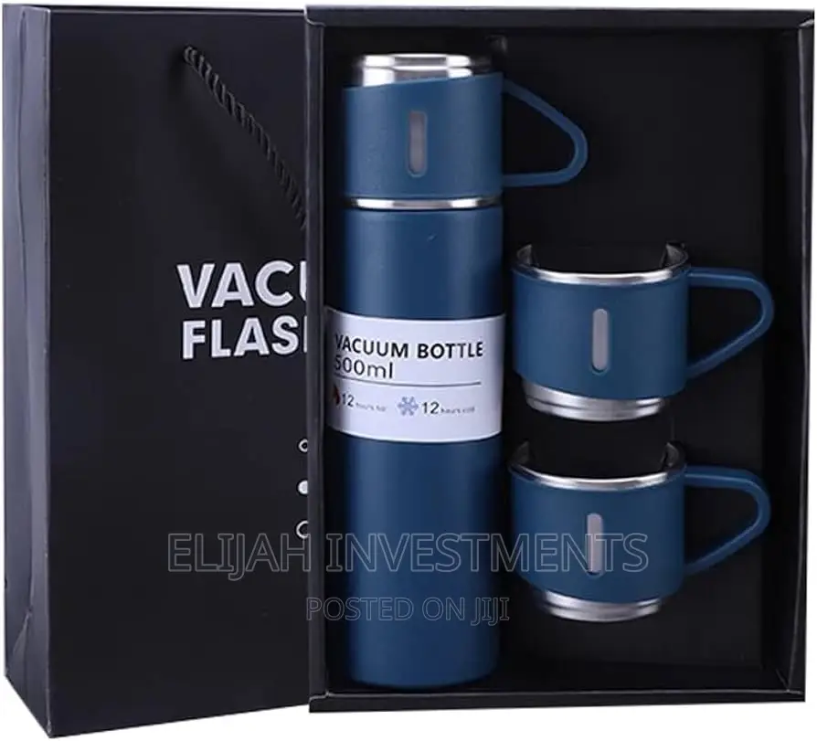 Aclix Steel Vacuum Flask Set With 3 Stainless Steel Cups