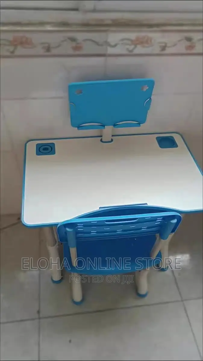 New Kids Learning Desk and Chair Set With Tablet Holder