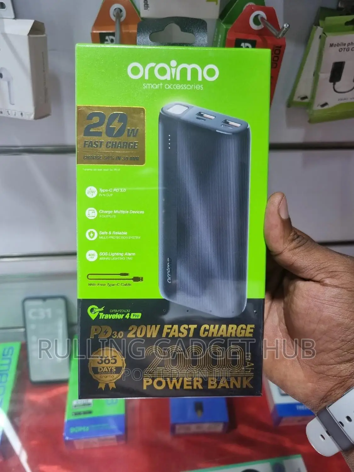 Oraimo Power Bank 20,000mah - Black.