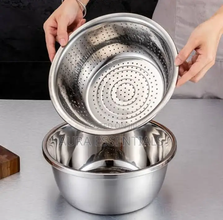30cm Stainless Steel Rice, Vegetable Washing Colander