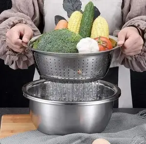 30cm Stainless Steel Rice, Vegetable Washing Colander