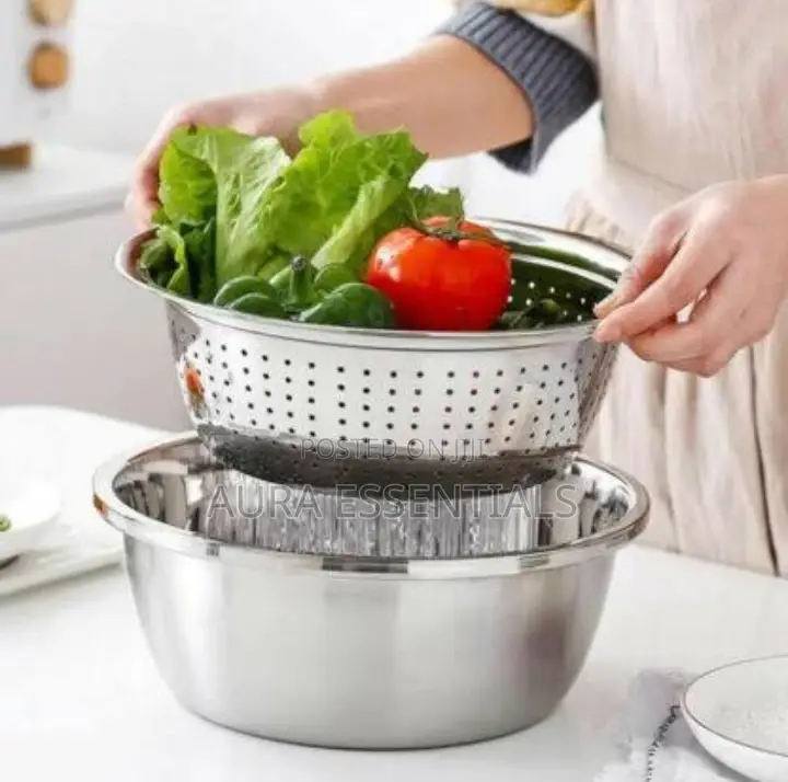 30cm Stainless Steel Rice, Vegetable Washing Colander