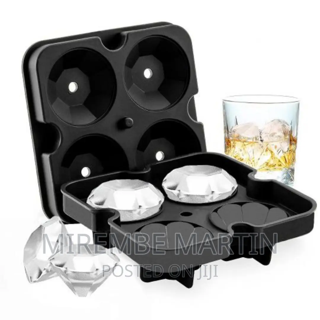 Silicone 4 PC Diamond Ice Cube Mould Tray for Whisky