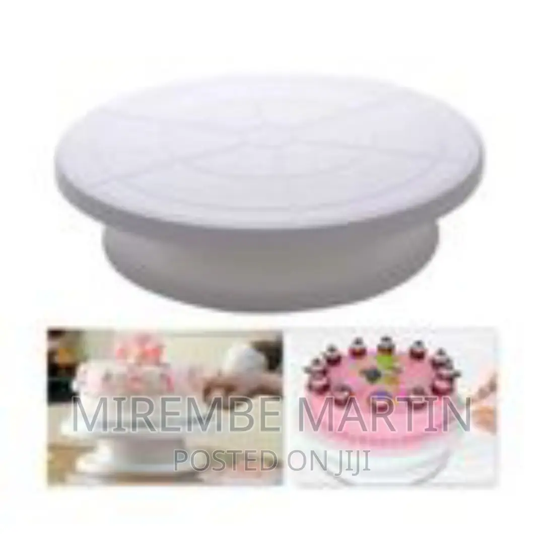 Turntable Rotating Anti-Skid Cake Decorating Stand,White