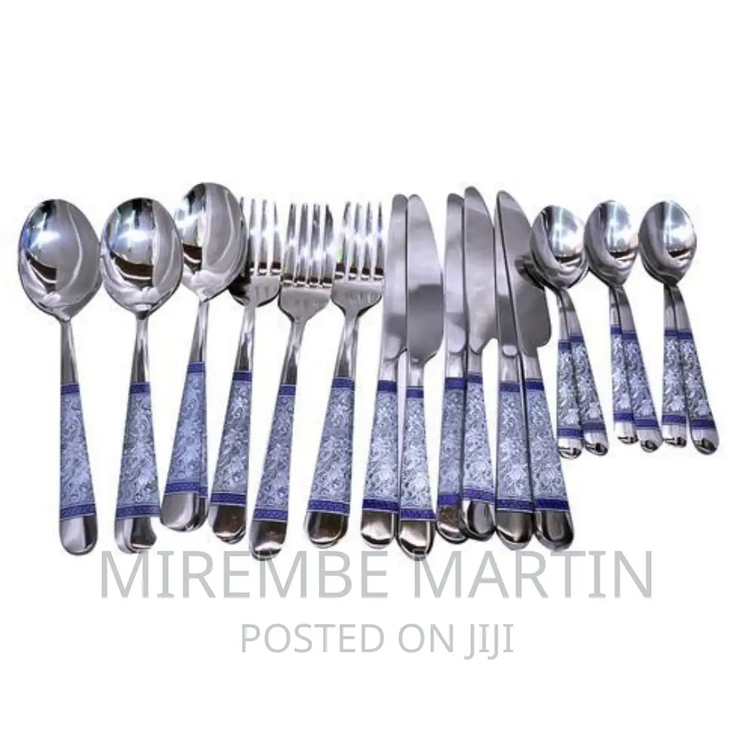 24 Piece Blue Flower Dinner Cutlery (Forks,Spoons Knives)