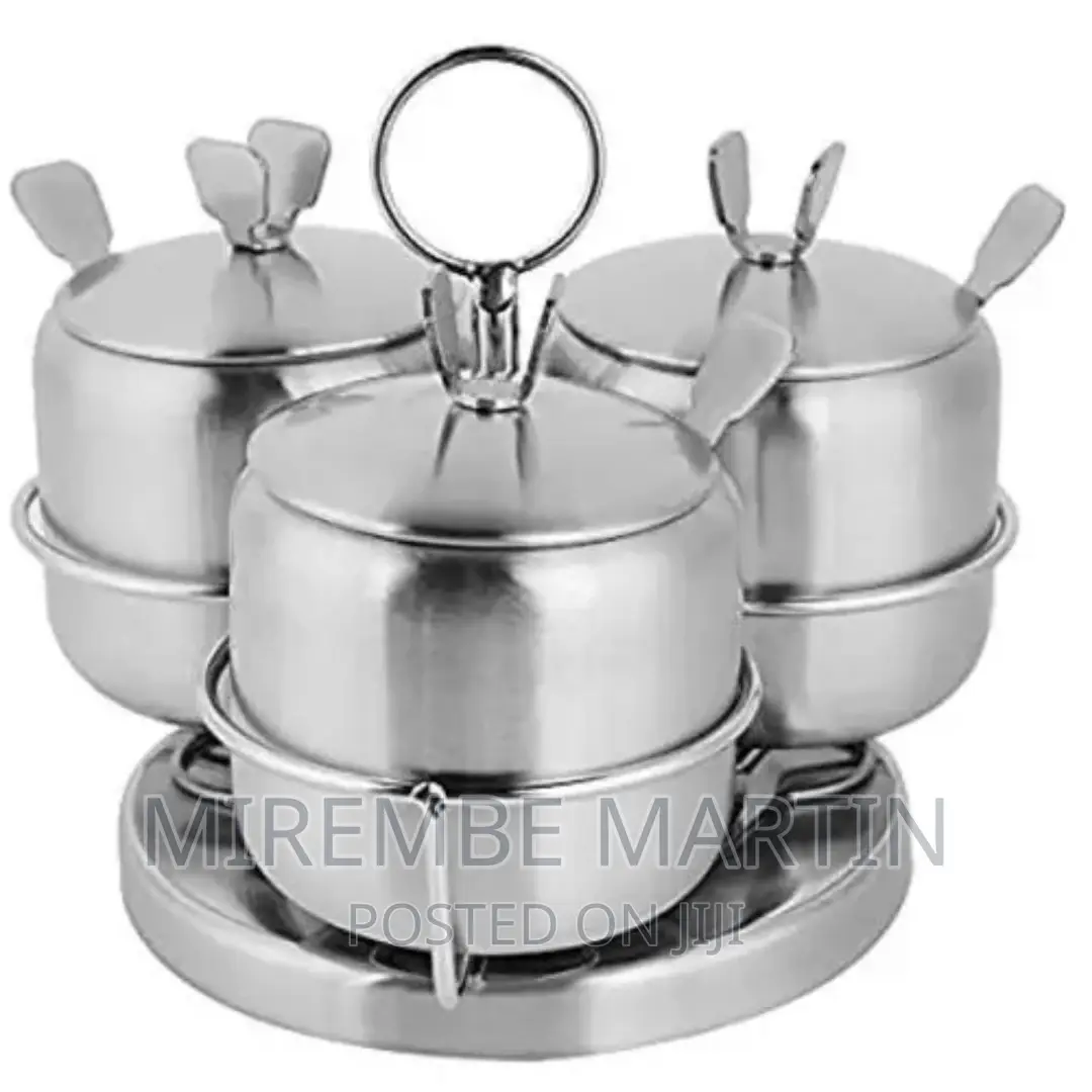 3 Piece Stainless Steel Spice/Sugar Set-Silver.