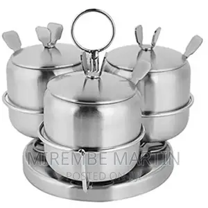 3 Piece Stainless Steel Spice/Sugar Set-Silver.