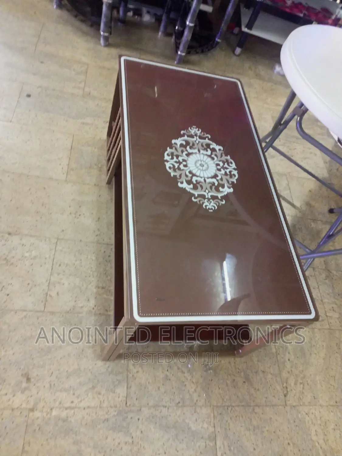 Glass Center Table in Black, Brown,And White