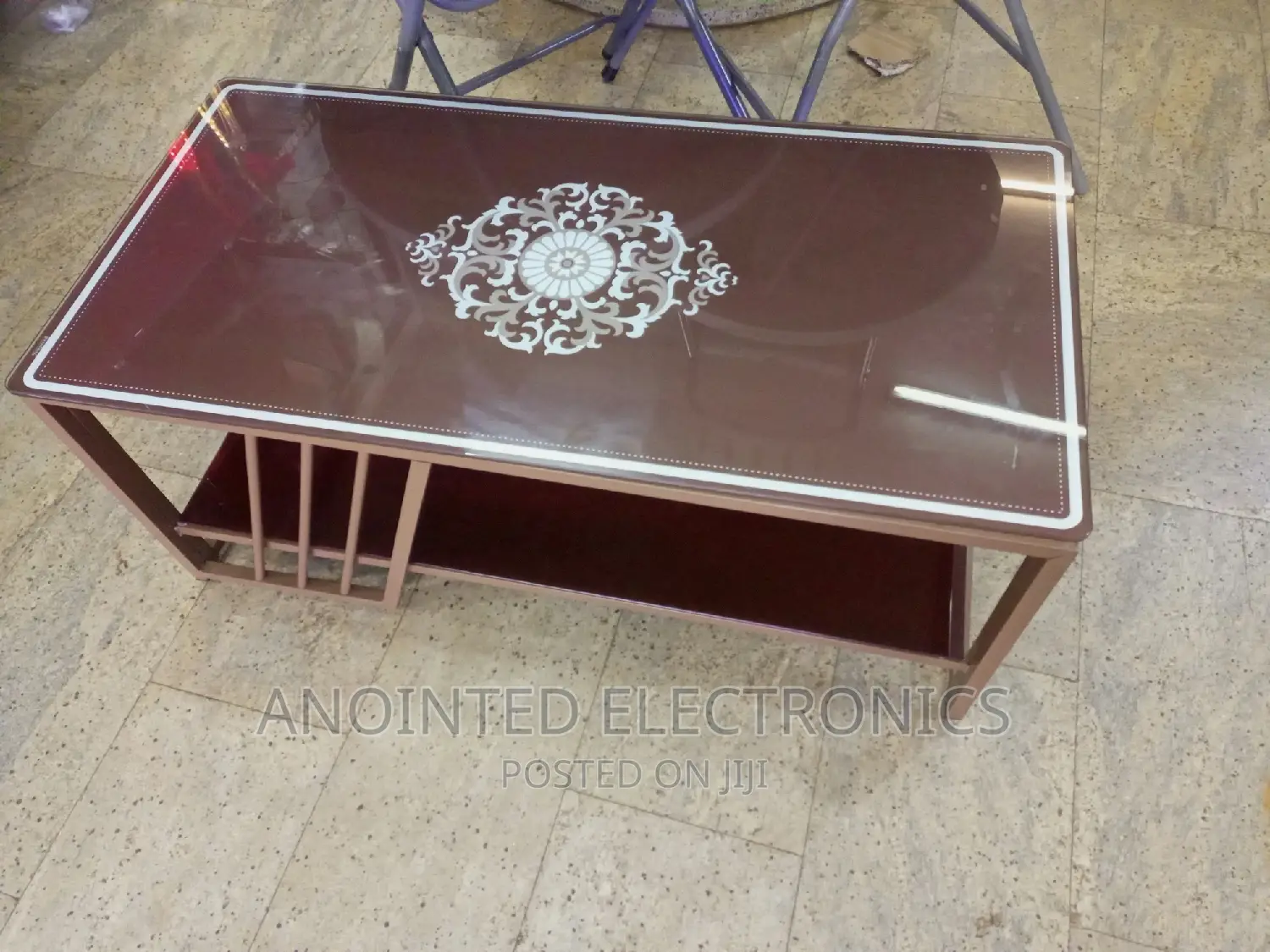 Glass Center Table in Black, Brown,And White
