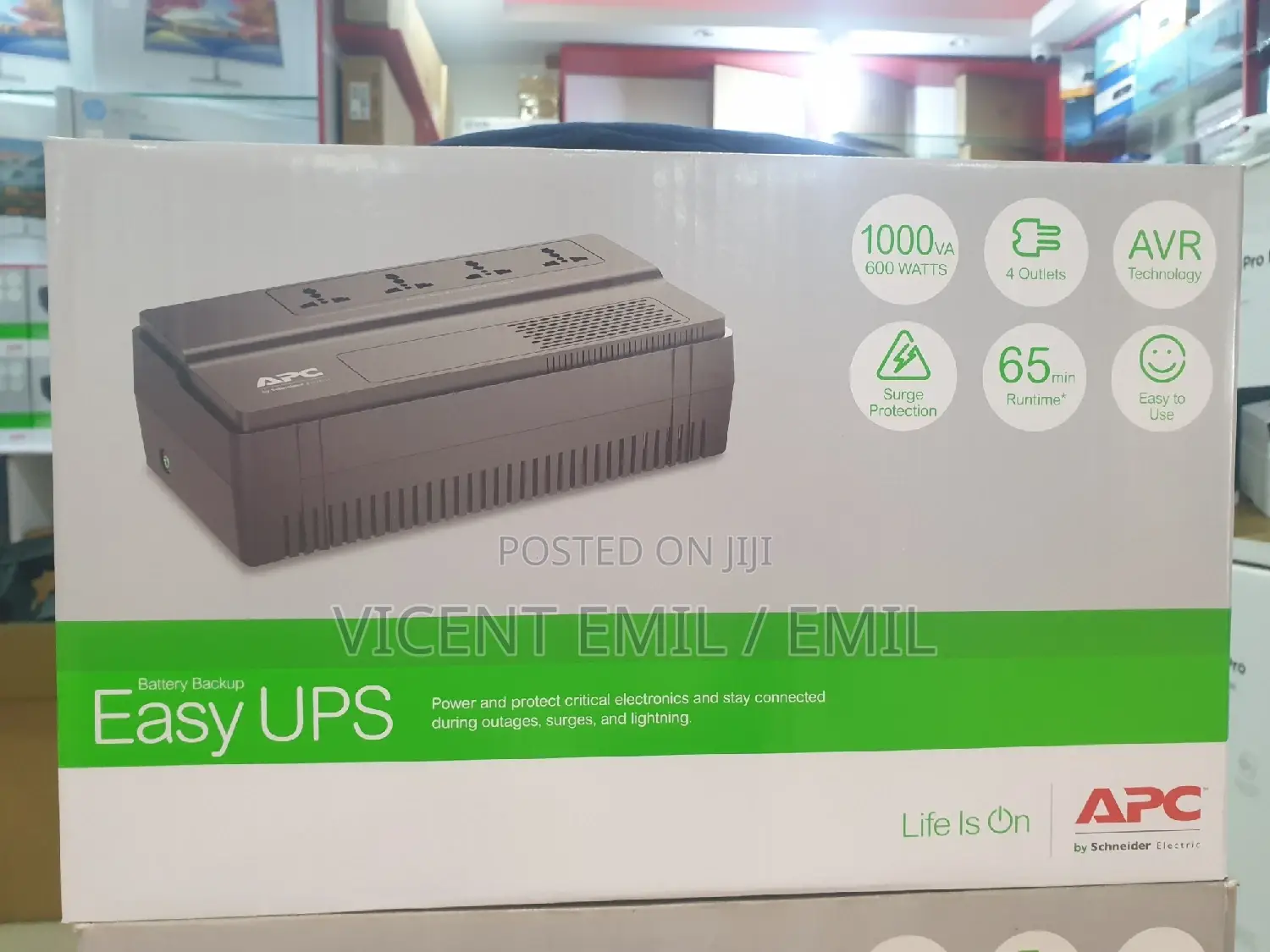 UPS APC 1000VA 65min Runtime 4 Outlets