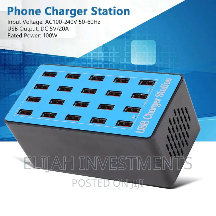 100W 20 Port USB Hub Charger