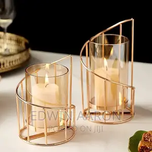 Gold Glass Candle Holder