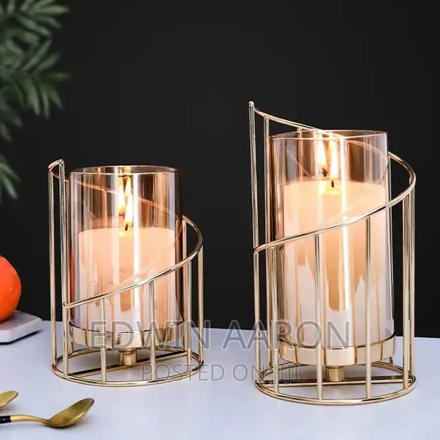 Gold Glass Candle Holder