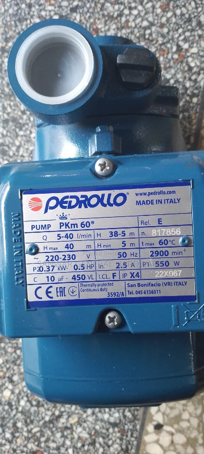 Electrical Surface Pump(0.5HP) "PEDROLLO ITALY"
