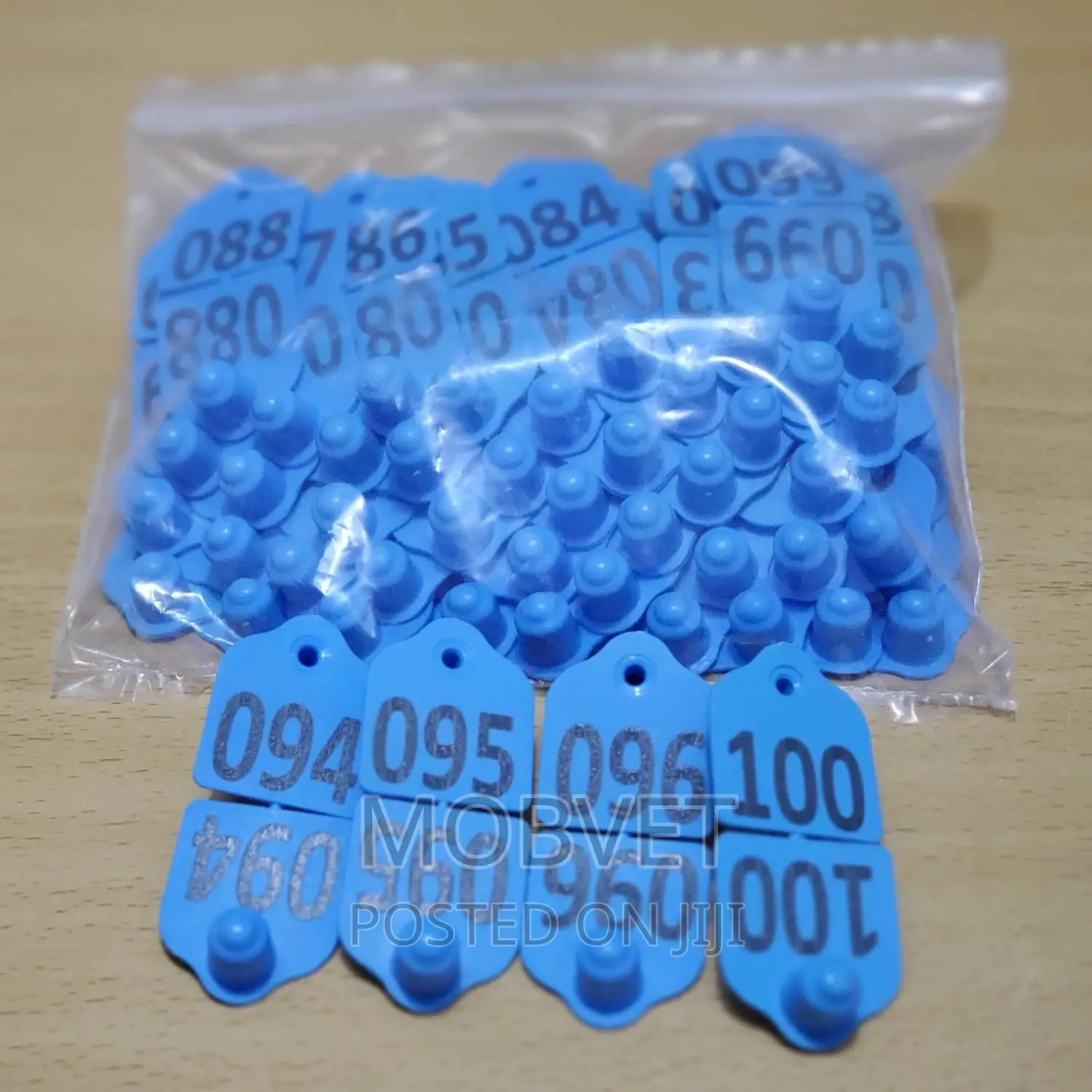 Double Eartags Blue Medium Numbered
