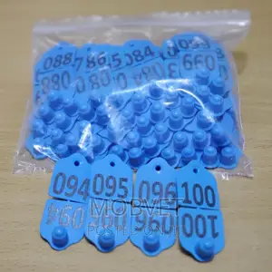 Double Eartags Blue Medium Numbered