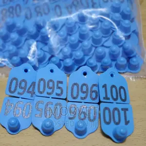 Double Eartags Blue Medium Numbered
