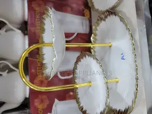 Unique Fruit Stand Ceramic Gold and White 3tiers