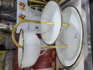 Unique Fruit Stand Ceramic Gold and White 3tiers