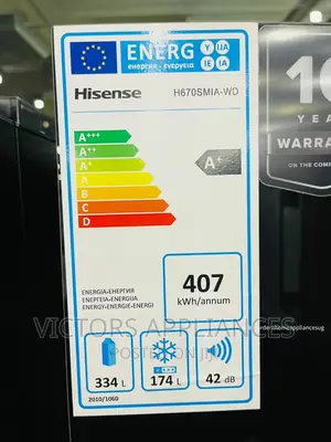 Hisense 670L Side by Side Refrigerator Black With WD