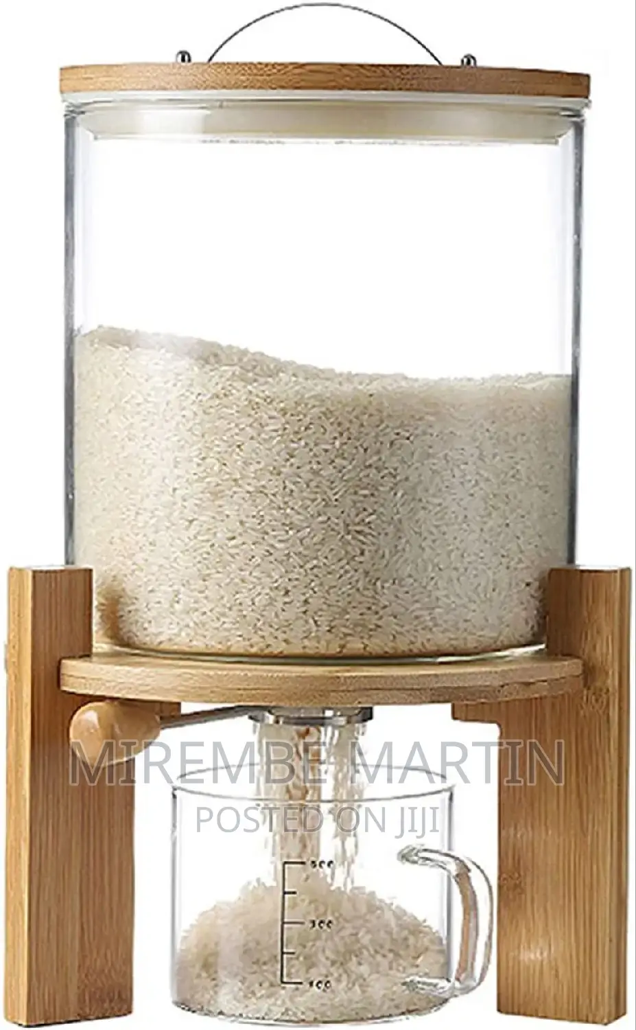 Glass Dispenser With a Wooden Base Small