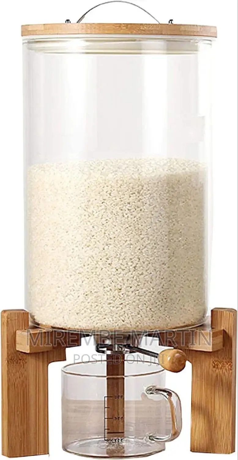 Glass Dispenser With a Wooden Base Big