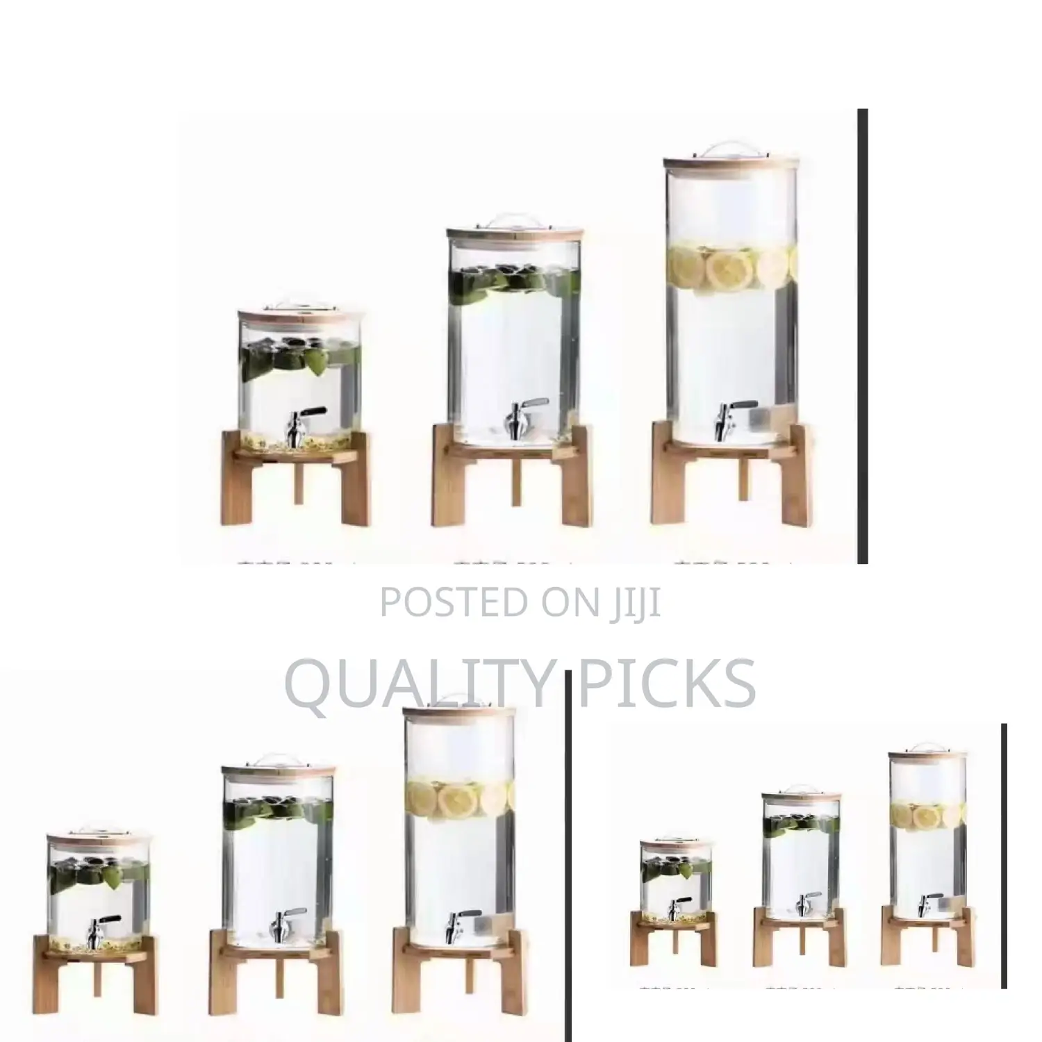 Glass Juice Dispenser With Wooden Stand