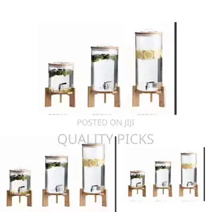 Glass Juice Dispenser With Wooden Stand