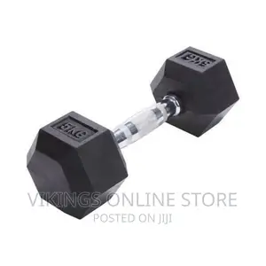 A Pair of 5kg Hex Dumbbells - Black,Silver
