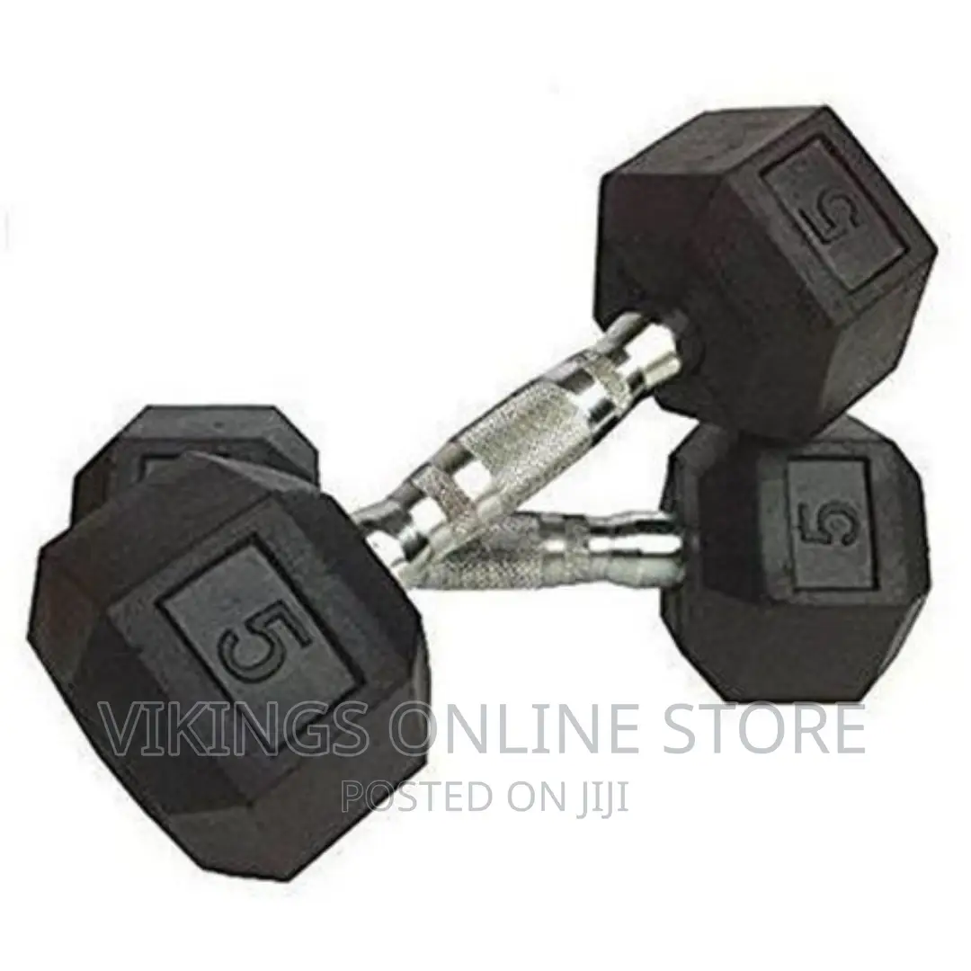 Pair of 5kg Gym Weight Dumbbells - Black